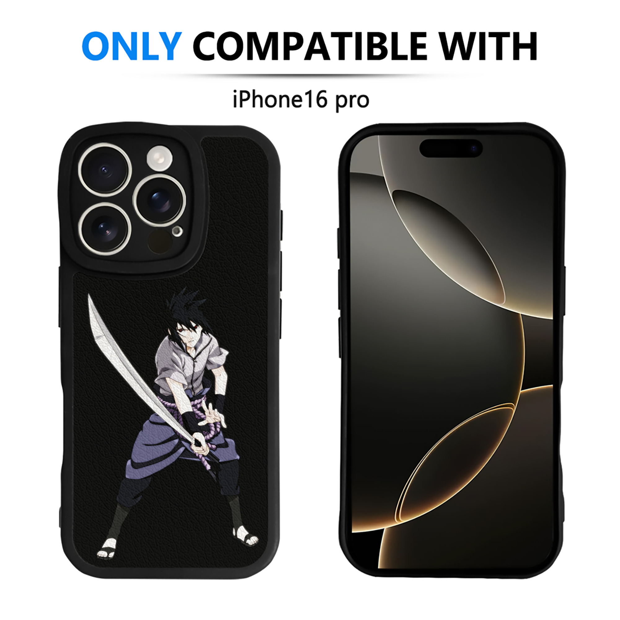 （画像用） NARUTO -ナルト- うちは サスケ Uchiha Sasuke 【iPhone 16シリーズ対応】シリコンスマホケース（レザー調） 材質：シリコン